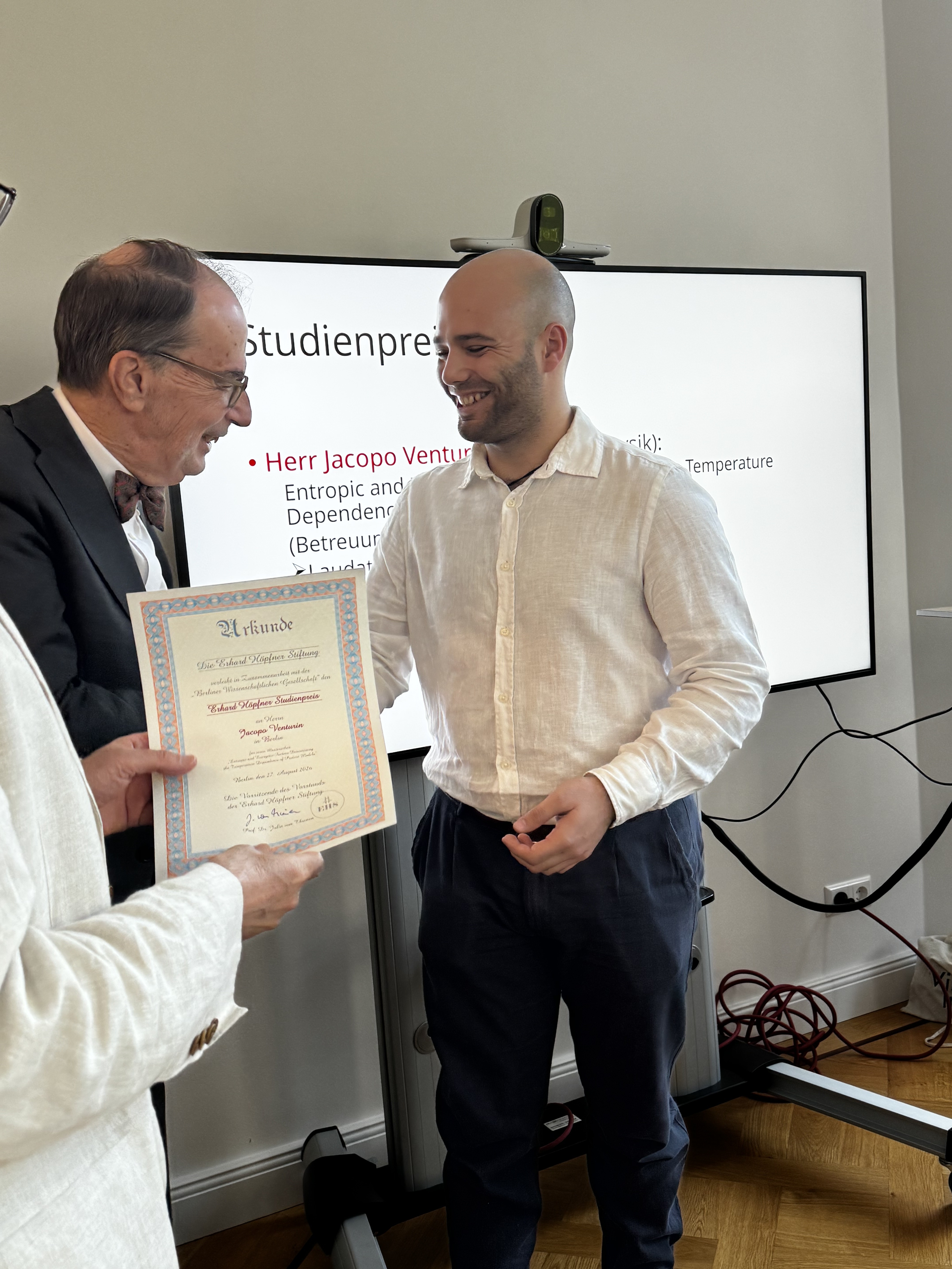 Jacopo wins the Erhard Höpfner Studienpreis